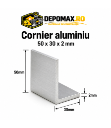 Cornier aluminiu 50 x 30 x 2 mm, 6 metri (EN AW-6060)